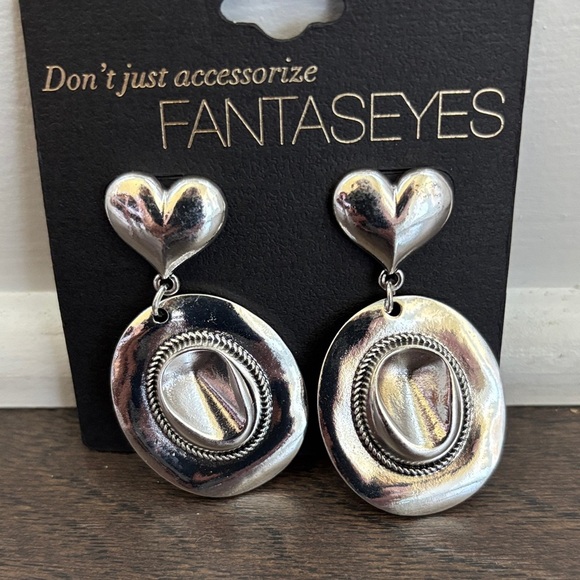 Cowboy Hat on Heart post silver-tone drop earrings,Western - Picture 1 of 5